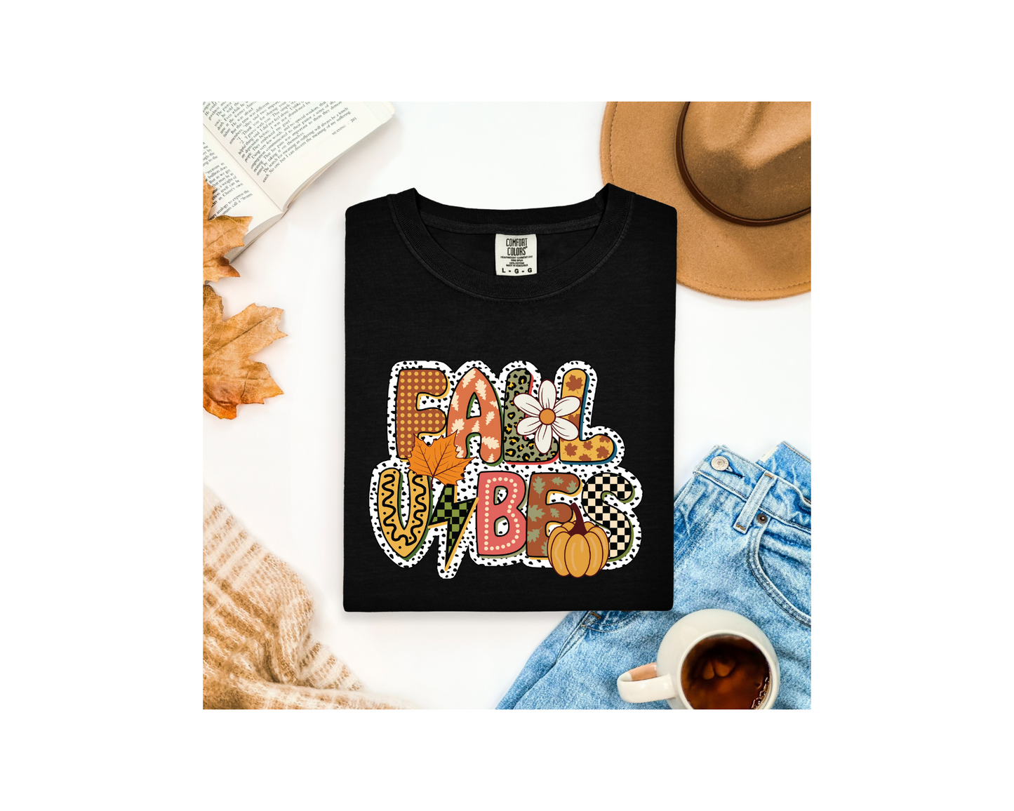 Retro Fall Vibes Graphic Tee - Vintage 70s Autumn Shirt - Groovy Pumpkin Spice Season Top - Cozy Fall Aesthetic T-Shirt