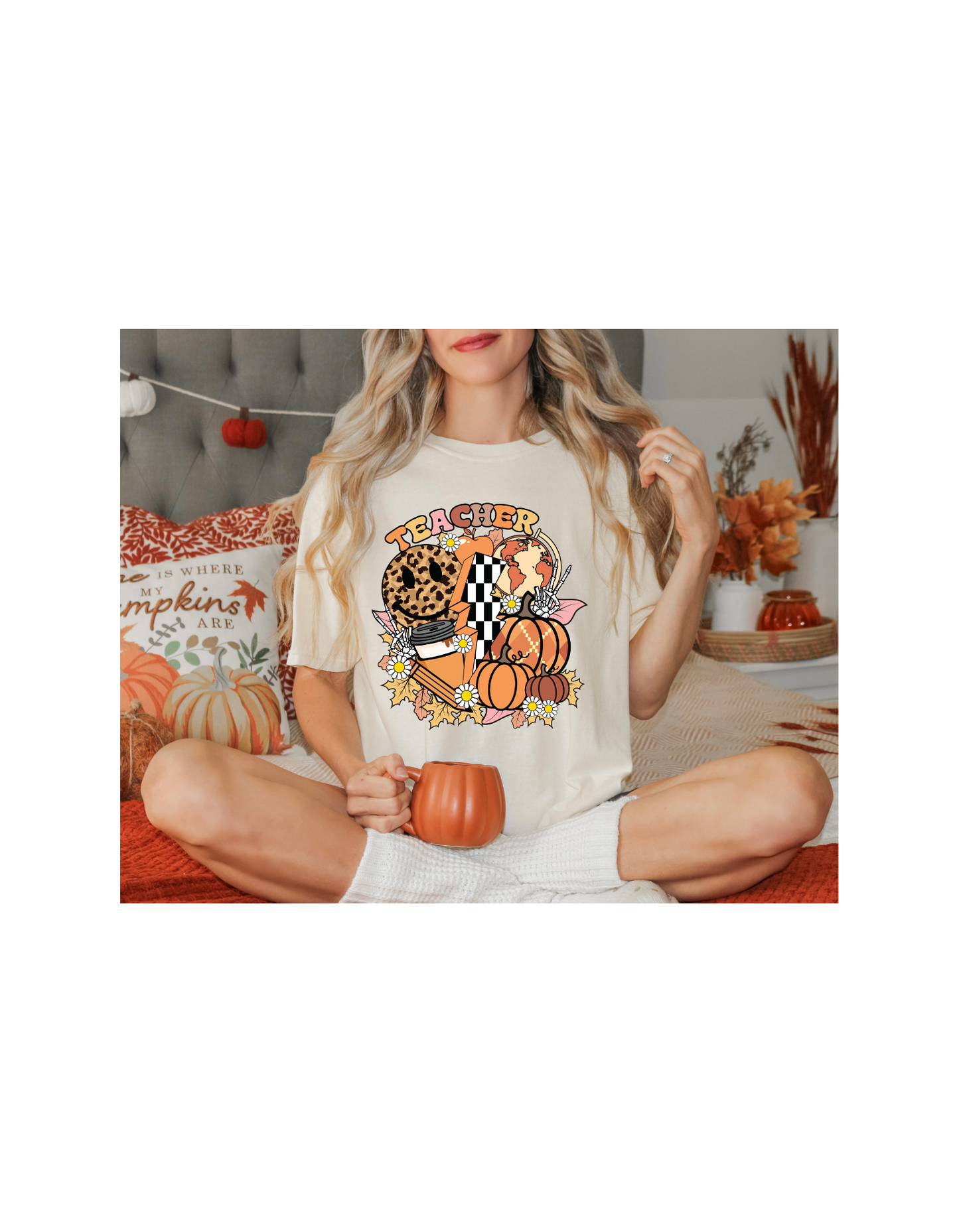 Teacher Fall Shirt | Cute Autumn Teacher Tee | Fall Classroom Outfit | Pumpkin Spice & Teaching Vibes | Fall Teacher Graphic Tee