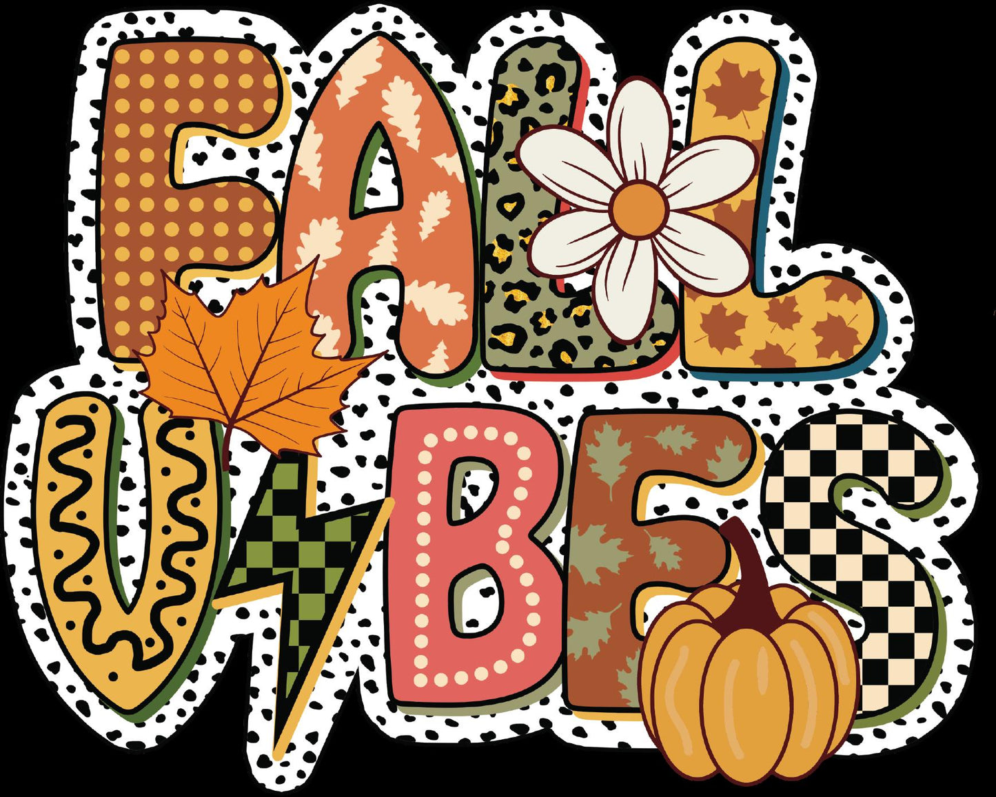 Retro Fall Vibes Graphic Tee - Vintage 70s Autumn Shirt - Groovy Pumpkin Spice Season Top - Cozy Fall Aesthetic T-Shirt