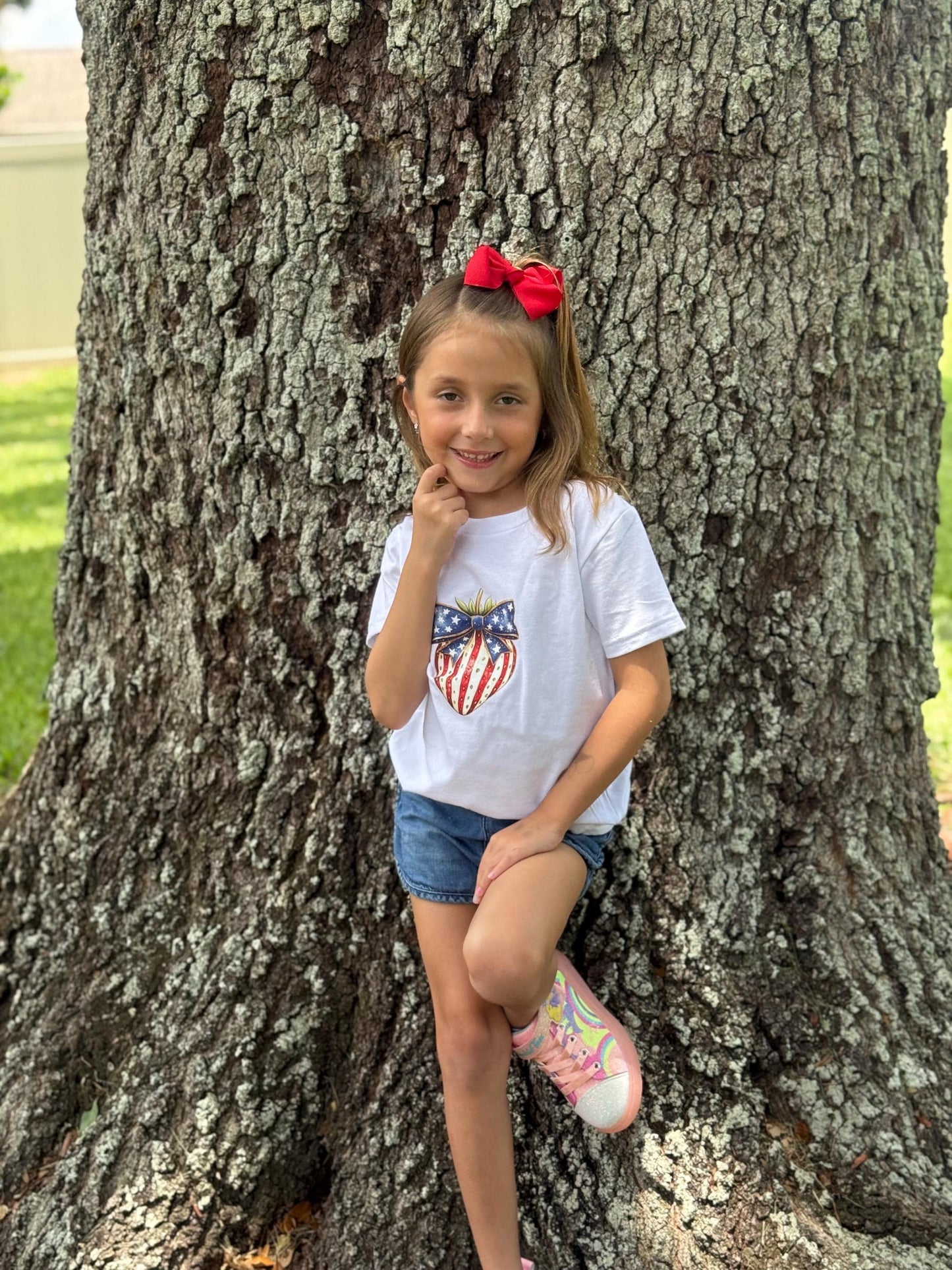 Strawberry USA T-Shirt 4th of July Patriotic Shirt Red White & Blue Summer Graphic Tee Independence Day Outfit