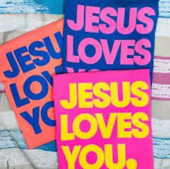 Christian Neon Jesus Loves You T-Shirt – Bold Vibrant Faith Graphic Tee, Inspirational Christian Shirt, Church Group Apparel for Believers