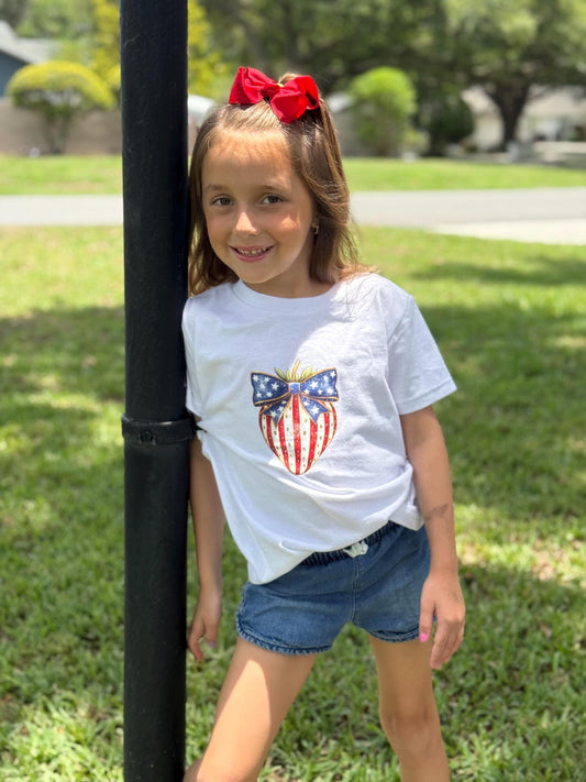 Strawberry USA T-Shirt 4th of July Patriotic Shirt Red White & Blue Summer Graphic Tee Independence Day Outfit