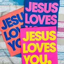 Christian Neon Jesus Loves You T-Shirt – Bold Vibrant Faith Graphic Tee, Inspirational Christian Shirt, Church Group Apparel for Believers