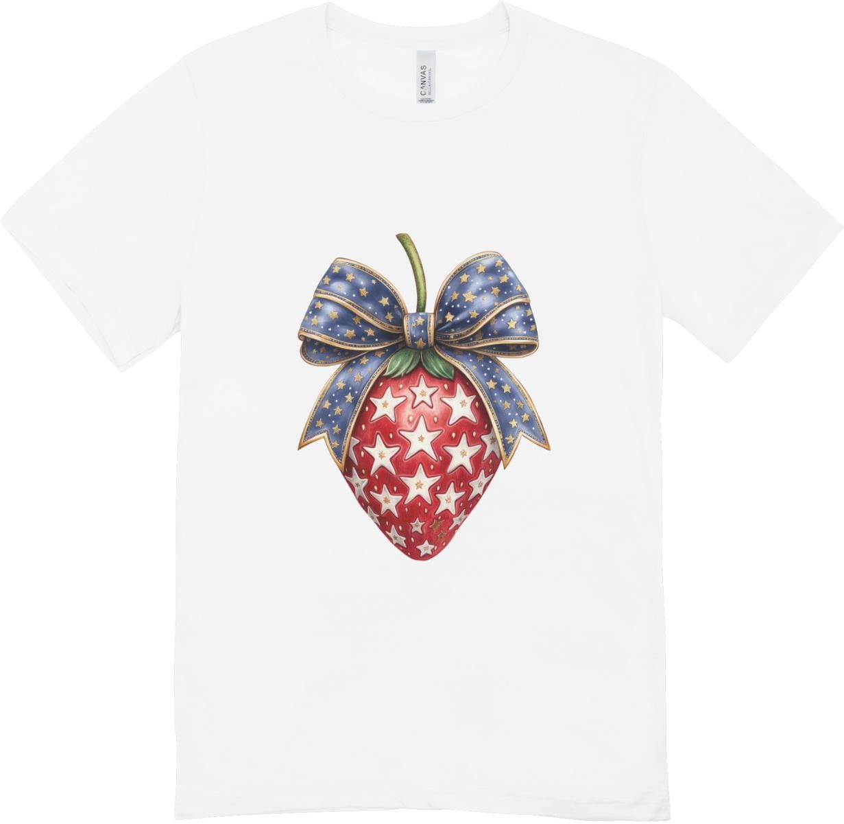 Strawberry USA T-Shirt 4th of July Patriotic Shirt Red White & Blue Summer Graphic Tee Independence Day Outfit